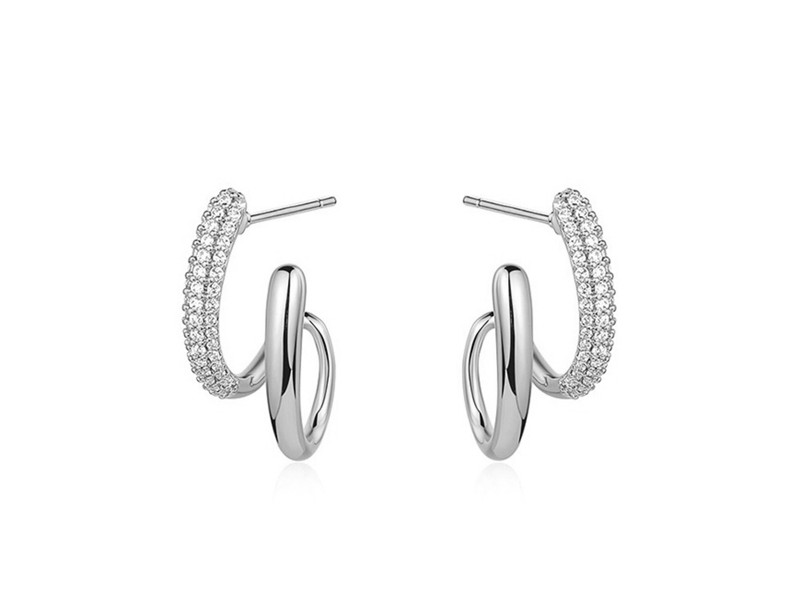925 Sterling Silver Double Open Circles Gold plated Hoop Earrings