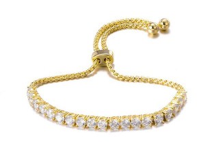 18K Aurum Plated Cubic Zirconia Cluster Bolo Bracelet