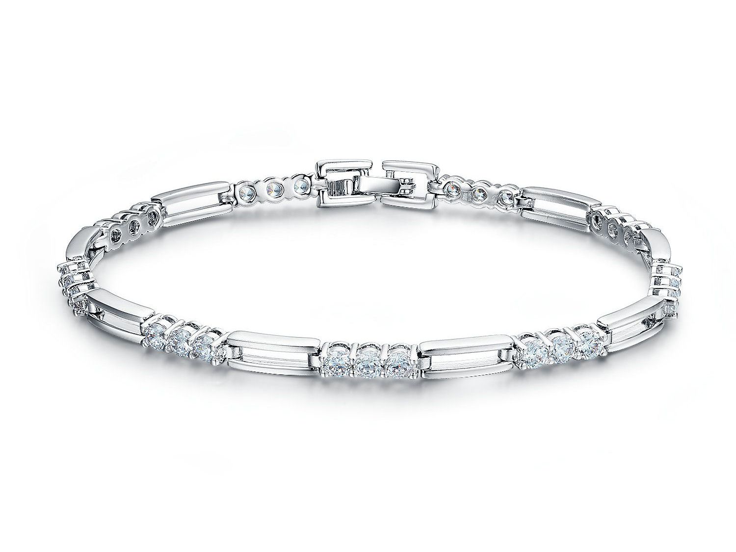 Elegantes Triplet-Zirkonia-Armband für Damen aus Sterlingsilber