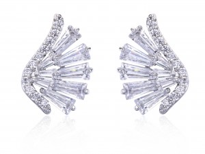 කාන්තා ගැහැණු ළමුන් සඳහා Angel wings Shape AAA CZ Stud Earrings