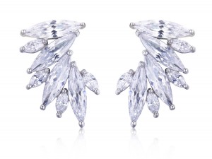 Anting Kawinan Bridal pikeun Bridesmaid, Marquise Cubic Zirconia Cluster Anting pikeun Awéwé