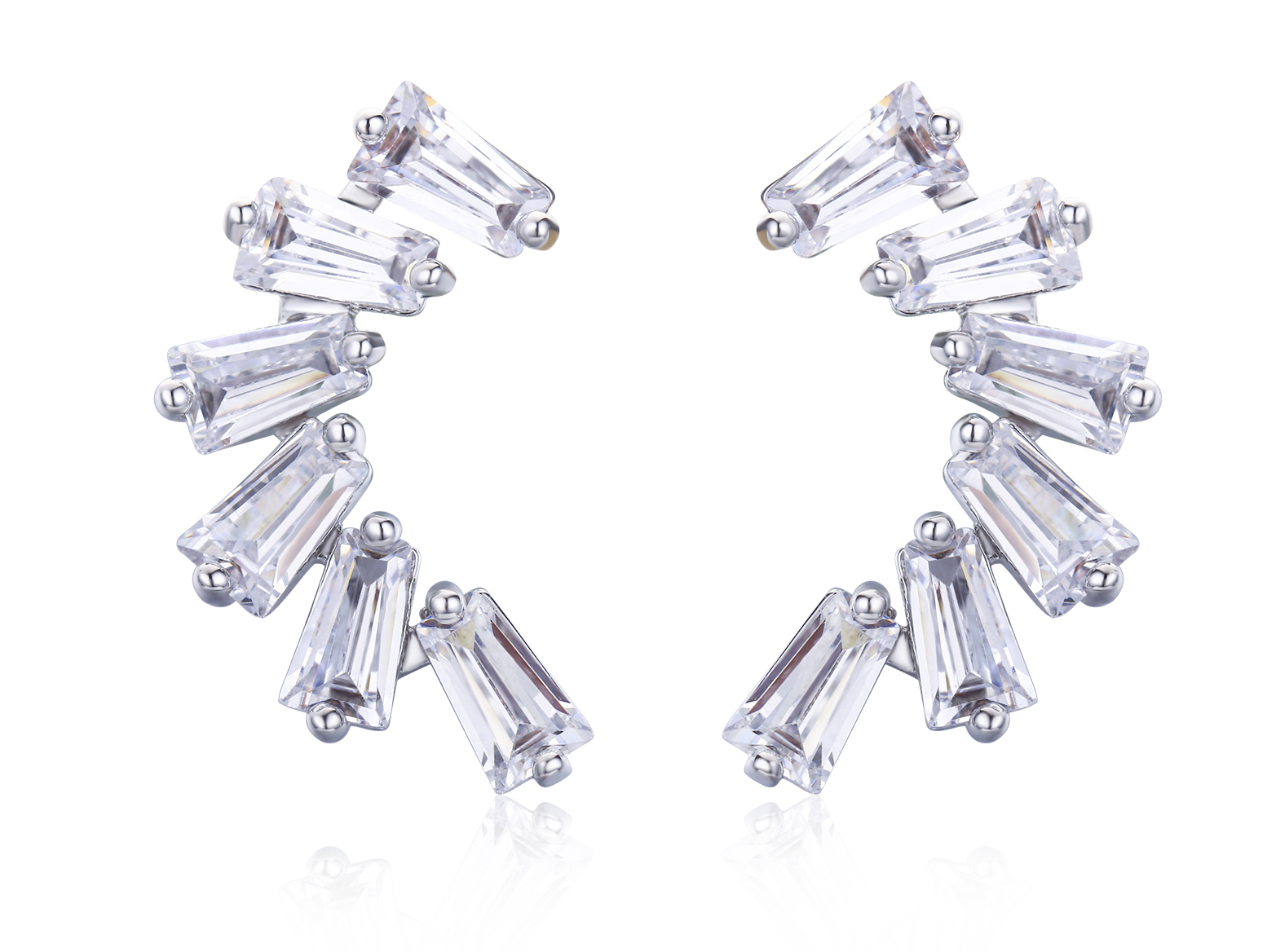 Baguette CZ et boucle d’oreille Sterling Silver Stud, boucle d’oreille Everyday Wear Stud