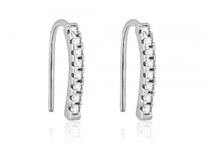 Stelring Silver melengkung bar hook anting pikeun Girls