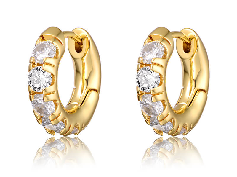 Eshine Gold Pated AAA Cubic Zirconia Huggie Hoop Earrings for Women Girls