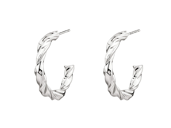 Boucles d'oreilles créoles torsadées en C avec signature Eshine 925