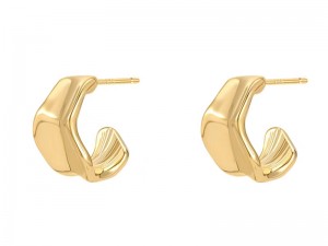 Gold plated Open chunky hoop earrings for Girls