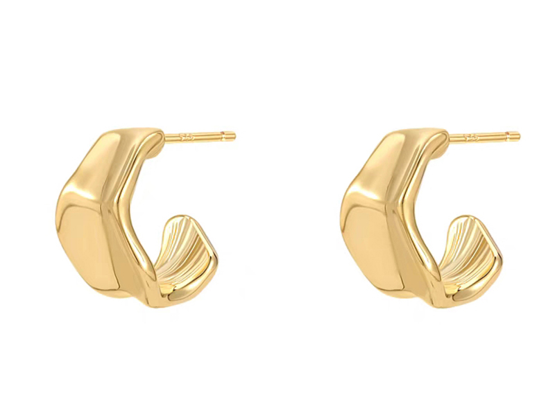 Gold plated Open chunky hoop earrings for Girls