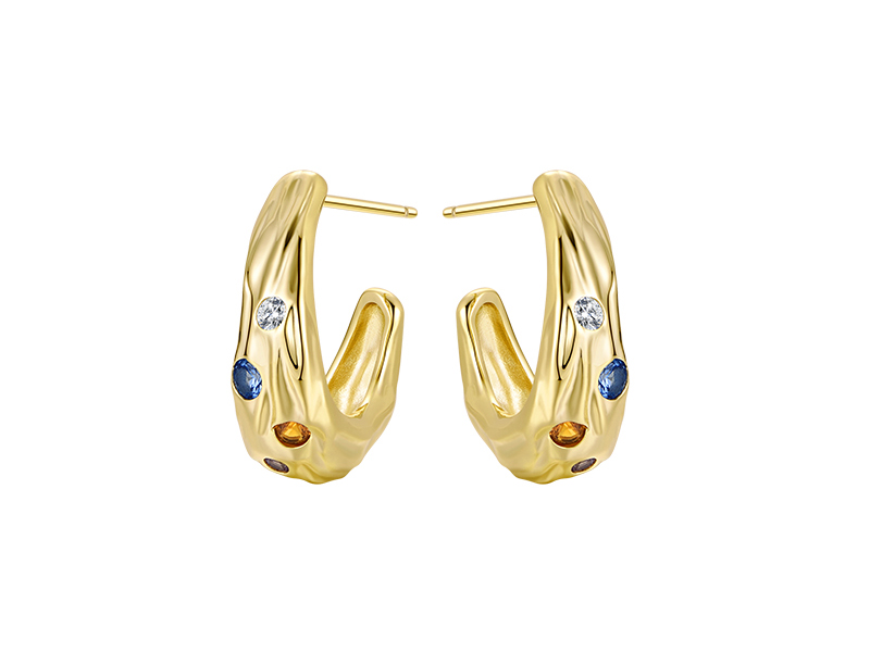 Chunky Hoop Earrings-Gold Plated