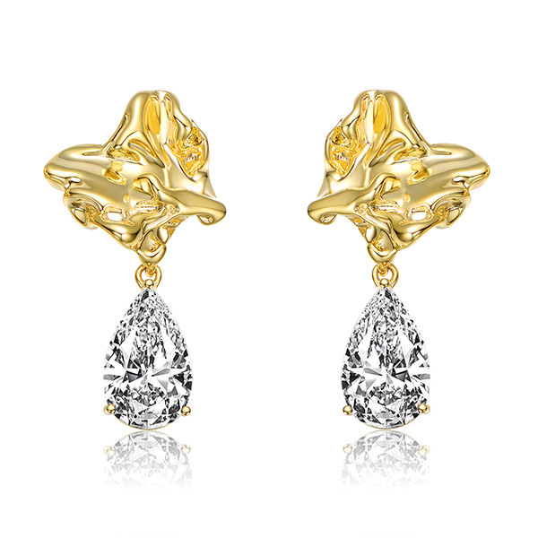 Gold Plated Trendy Metallic Pleated Earrings