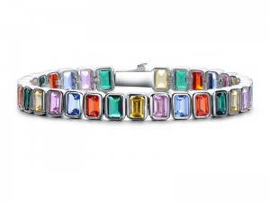 Bracelet de tennis Eshine multicolore avec pierres de zircone cubiques