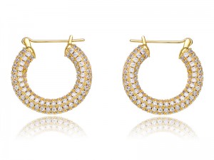 Eshine Pave Cubic Zirconia Hoop Earring 18K Gold plated.