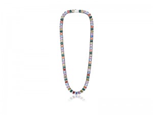 Eshine Rainbow Cubic Zirconia stones Tennis Chain Necklace