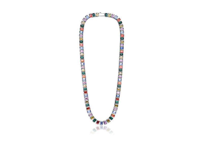 Collier chaîne de tennis avec pierres de zircone cubique arc-en-ciel Eshine