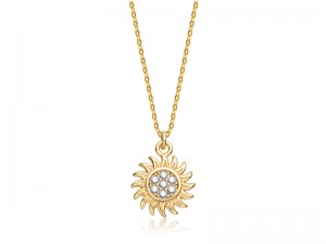 Golden Sunflower Pendant Necklace