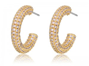 Raaxada 18 Dahab Dahaarka ah Pave Cubic Zirconia Hoop Hoop