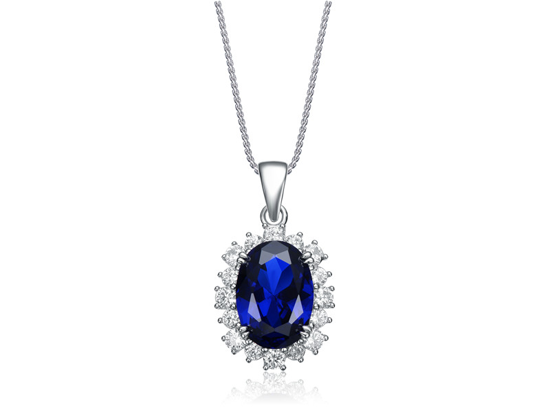 I-ODM Sterling yeSilver kunye neCubic Zirconia kunye neSapphire Pendant Necklace ST4105P