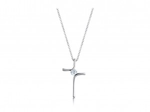 Sterling Silver Moissanite Cross Pendant Necklace ya Atsikana