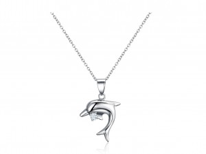 Dolphin Pendant Necklace hauv Sterling Silver