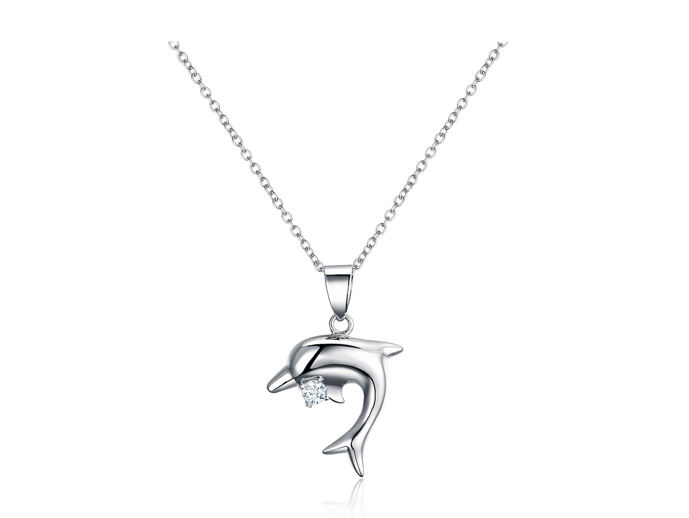 Dolphin Pendant Necklace in Sterling Silver