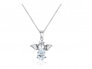 Cubic Zirconia Angel Pendant Kalung di Sterli ...