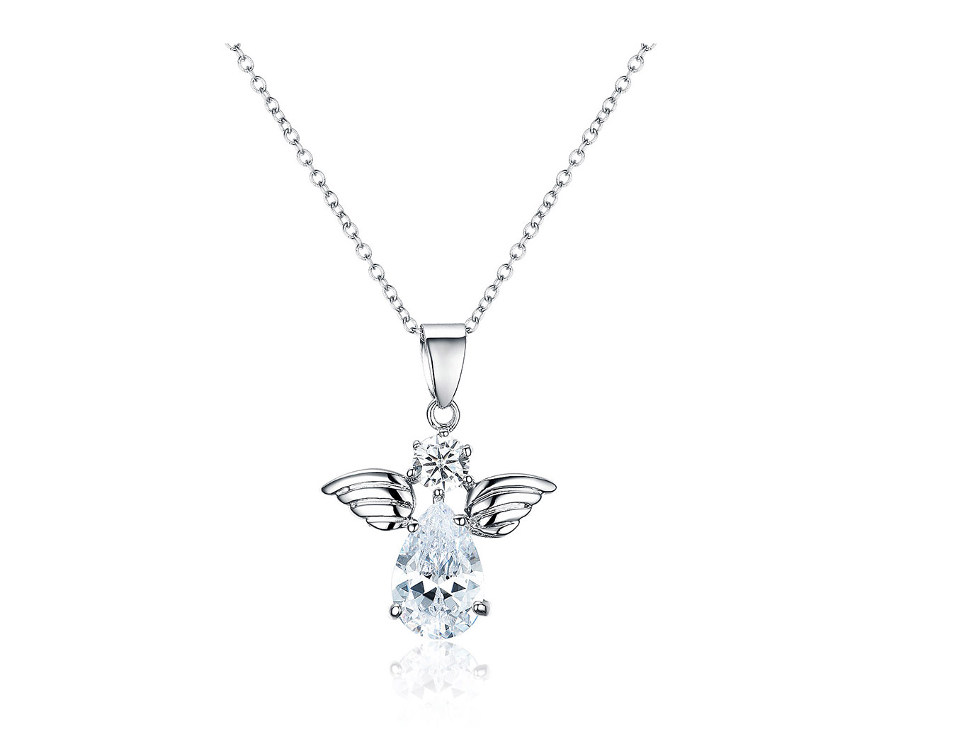 Collier pendentif ange en zircone cubique en argent sterling