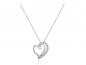 Double Layer Heart Necklace in Sterling Silver ...
