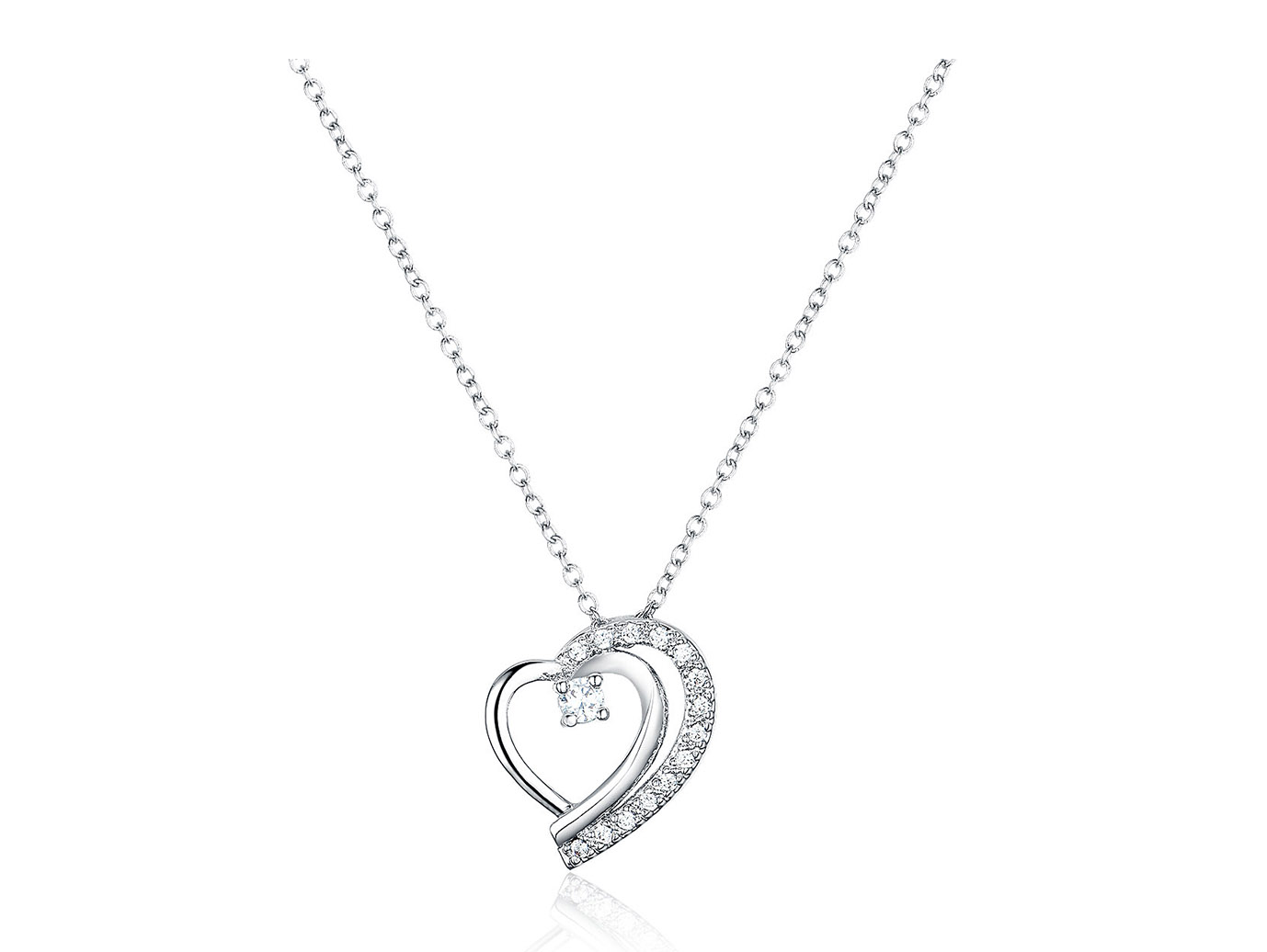 Collier coeur double couche en argent sterling pour femmes/filles