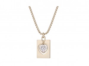 Gold Plated Trendy White CZ Heart Frame Pendant...