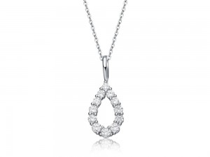 Collier avec pendentif diamant CZ en forme de poire créé en argent sterling pour femmes et filles