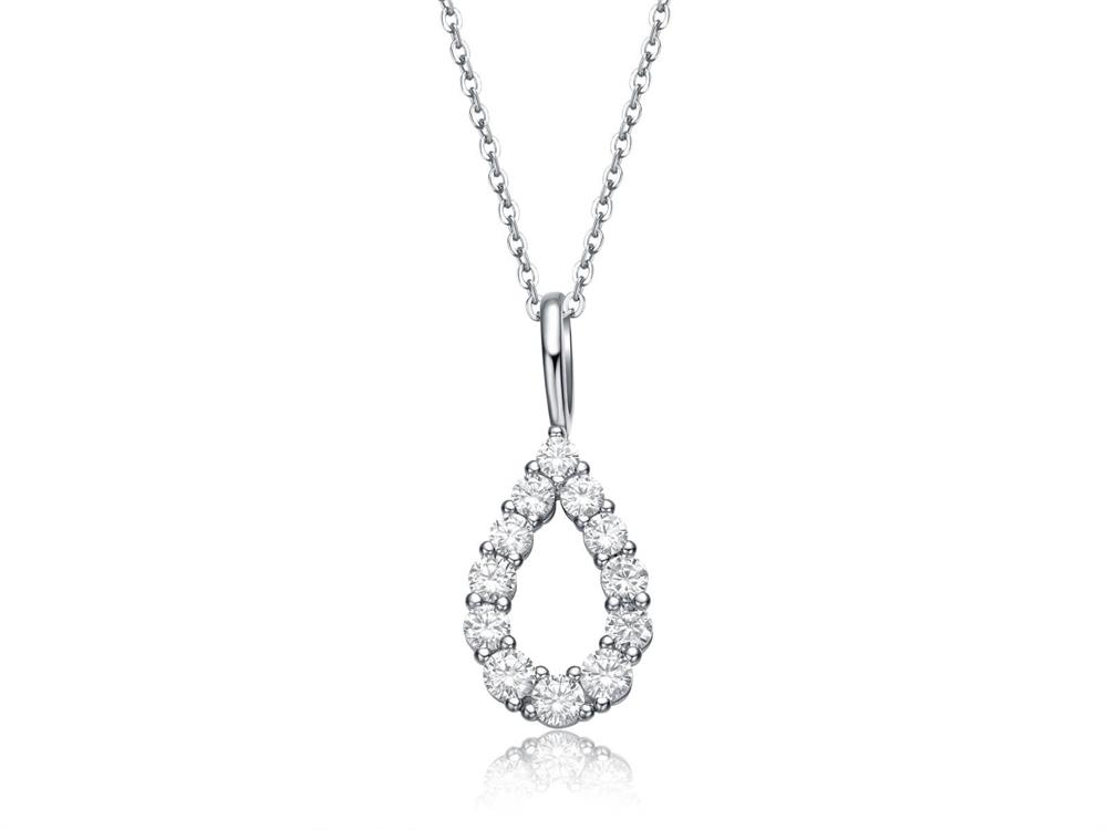 Pear Shape Lab Created CZ Diamond Pendant Necklace in Sterling Silver for Women Girls