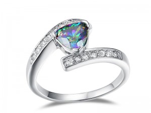 Женское кольцо MysticTopaz CZ из стерлингового серебра триллиона огранки
