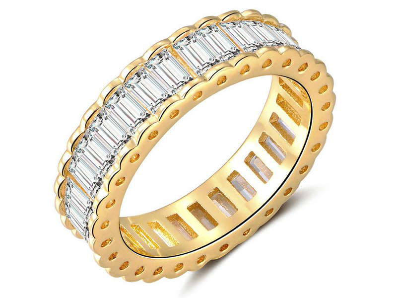 Sterling Silver Baguette Channel Set Cubic Zirconia Eternity Band Ring
