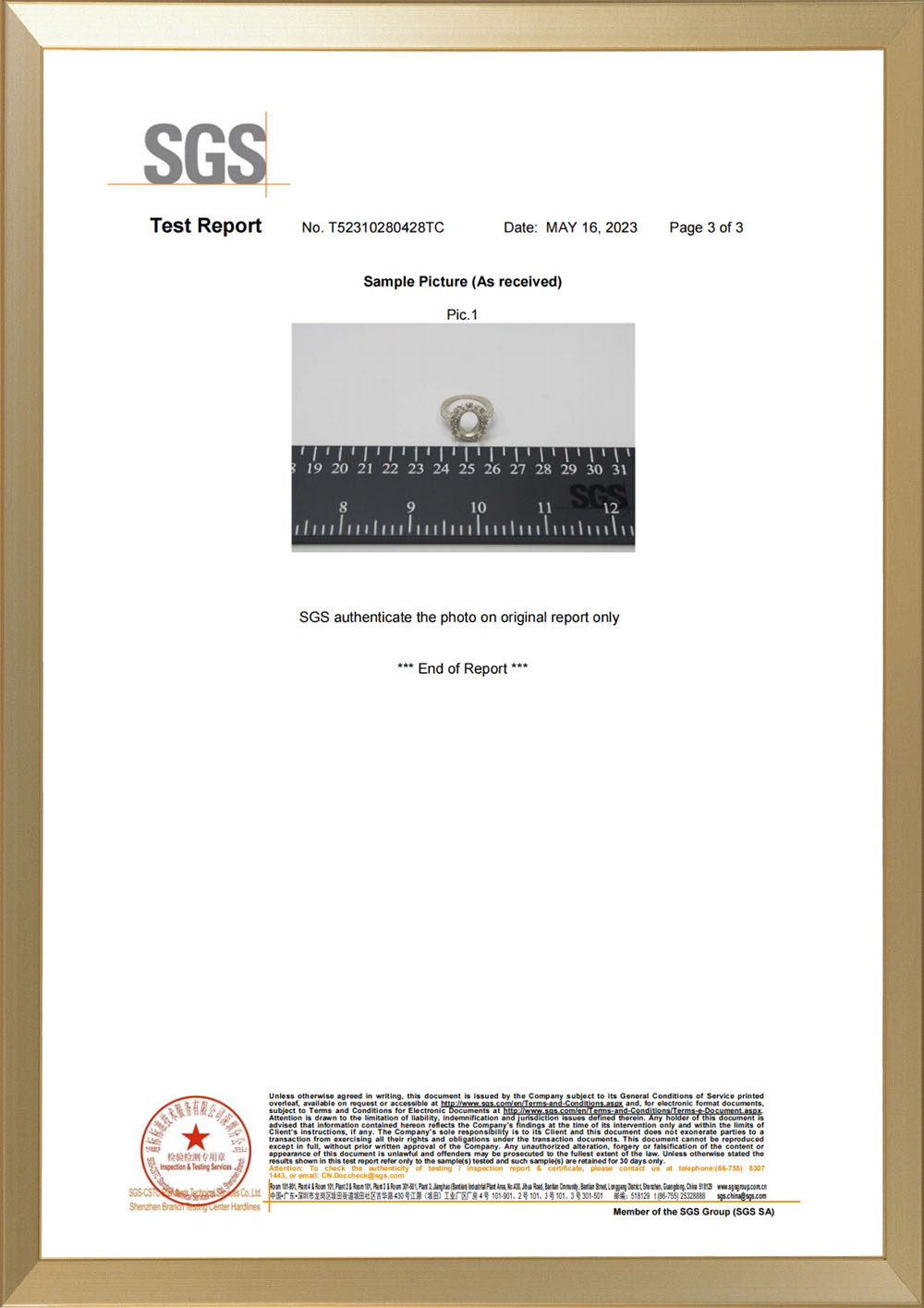 Poročilo o preskusu izdelka SGS Silver