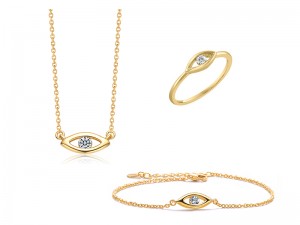 Sterling Silver Channel Setting Moissanite Diamond Evil Eye Bracelet for Girls