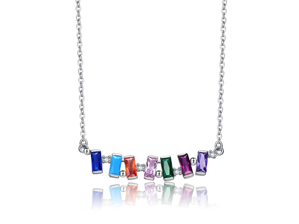 Einzelstück® Collana Arcobaleno Over The Rainbow: Argento 925 Placcato Oro Rosa Con Zirconi Colorati. Gioia E Colore!