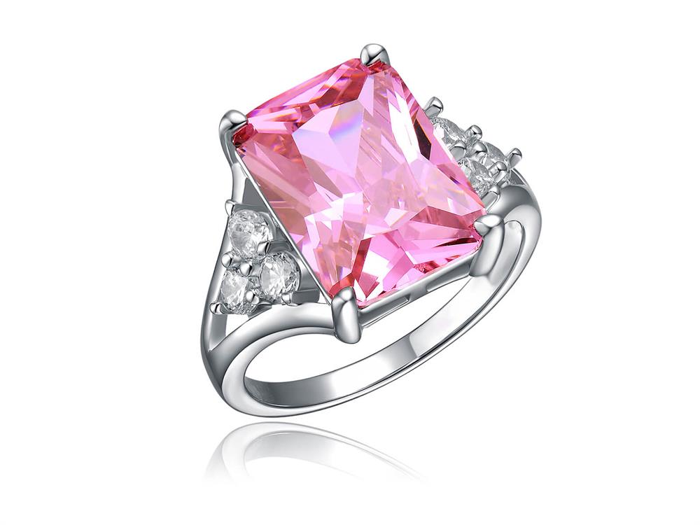 Anillo de plata de ley con piedra rosa Heritage para mujeres y niñas