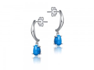 Boucles d'oreilles créoles turquoise Drop Wave en argent sterling pour filles