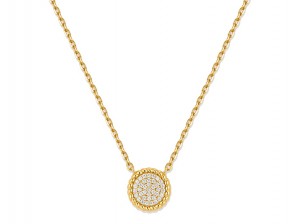 Sterling sølv Cubic Zirconia Pave Disc 9 mm vedhæng halskæde
