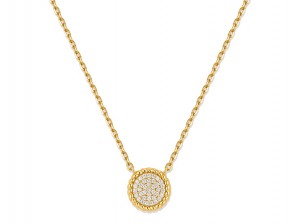 Sterling Silver Cubic Zirconia Pave Disc 9mm Pendant Kalung